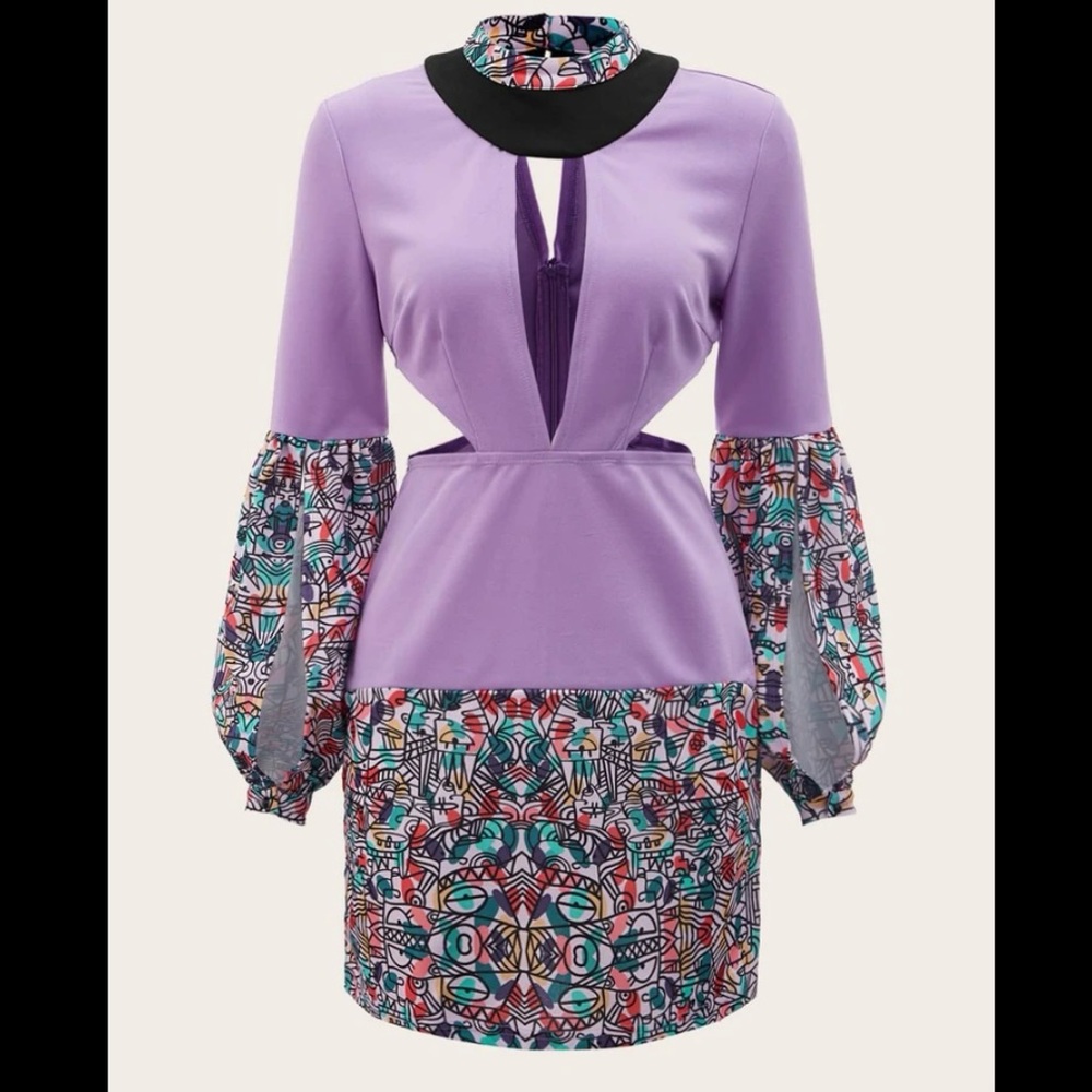 🔥Nath Bermudez Cut Out Front Bishop Sleeve Dress